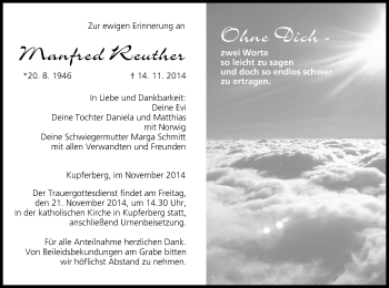 Anzeige von Manfred Reuther von MGO