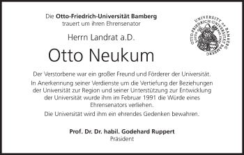 Anzeige von Otto Neukum von MGO