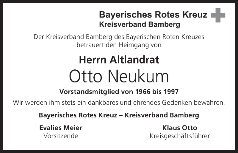  Traueranzeige für Otto Neukum vom 19.11.2014 aus MGO
