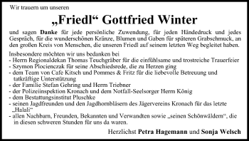 Anzeige von Gottfried Winter von MGO