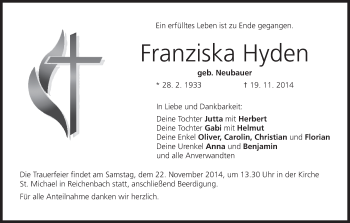 Anzeige von Franziska Hyden von MGO