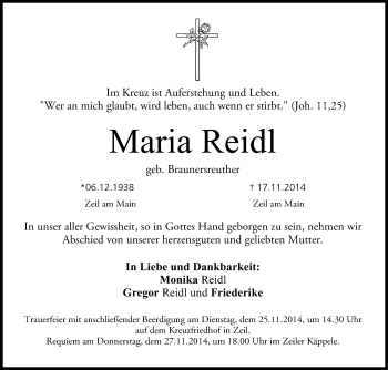 Anzeige von Maria Reidl von MGO