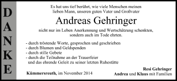 Anzeige von Andreas Gehringer von MGO