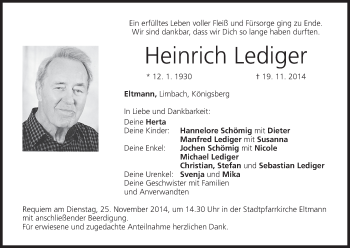Anzeige von Heinrich Lediger von MGO