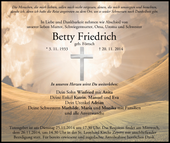 Anzeige von Betty Friedrich von MGO