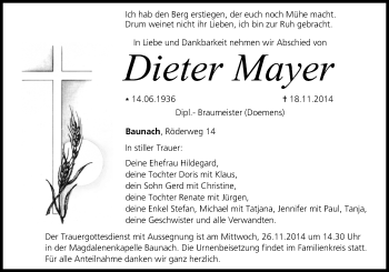 Anzeige von Dieter Mayer von MGO