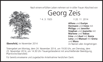 Anzeige von Georg Zeis von MGO