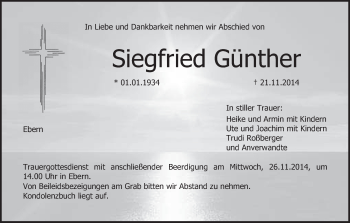 Anzeige von Siegfried Günther von MGO