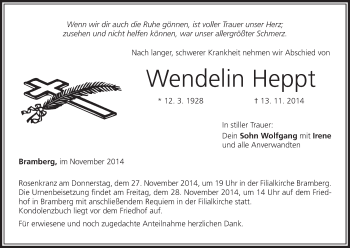 Anzeige von Wendelin Heppt von MGO