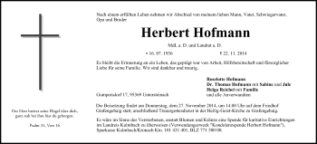 Anzeige von Herbert Hofmann von MGO