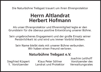 Anzeige von Herbert Hofmann von MGO