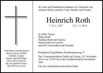 Anzeige von Heinrich Roth von MGO