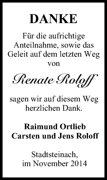 Anzeige von Renate Roloff von MGO