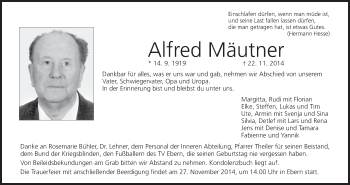 Anzeige von Alfred Mäutner von MGO
