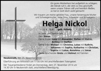 Anzeige von Helga Nickol von MGO