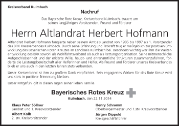 Anzeige von Herbert Hofmann von MGO