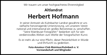 Anzeige von Herbert Hofmann von MGO