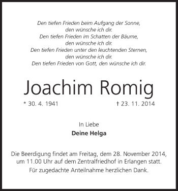 Anzeige von Joachim Romig von MGO