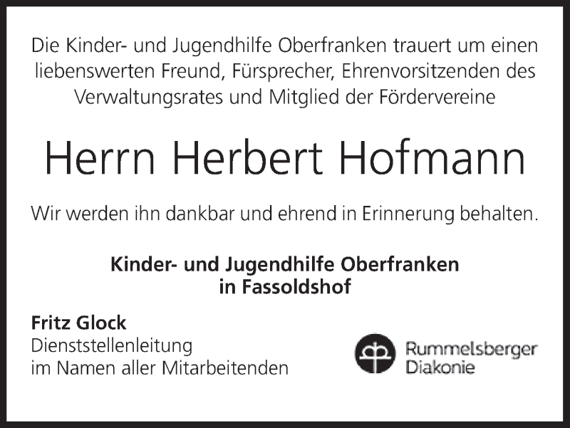  Traueranzeige für Herbert Hofmann vom 27.11.2014 aus MGO