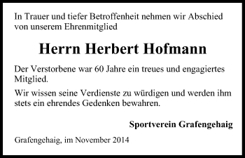 Anzeige von Herbert Hofmann von MGO