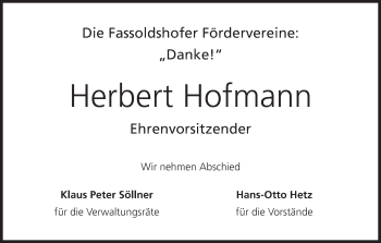 Anzeige von Herbert Hofmann von MGO