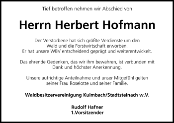 Anzeige von Herbert Hofmann von MGO