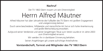 Anzeige von Alfred Mäutner von MGO