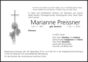 Anzeige von Marianne Preissner von MGO