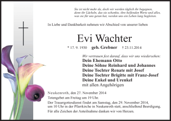 Anzeige von Evi Wachter von MGO