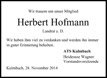 Anzeige von Herbert Hofmann von MGO