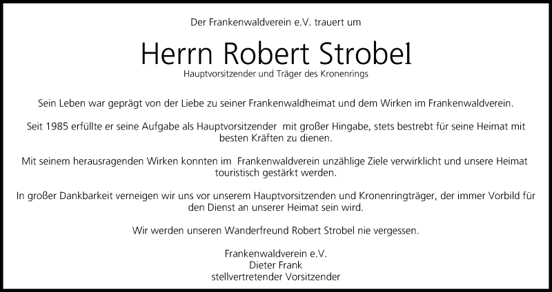  Traueranzeige für Robert Strobel vom 28.11.2014 aus MGO