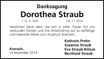Anzeige von Dorothea Straub von MGO