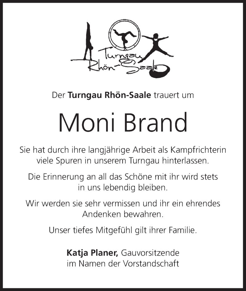  Traueranzeige für Monika Brand vom 29.11.2014 aus MGO