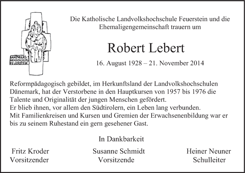  Traueranzeige für Robert Lebert vom 29.11.2014 aus MGO