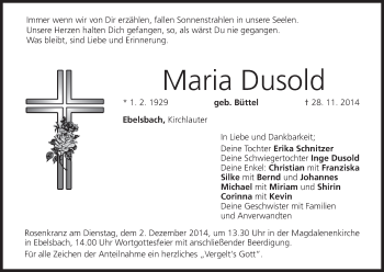 Anzeige von Maria Dusold von MGO