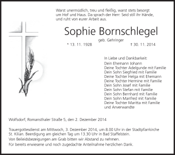 Anzeige von Sophie Bornschlegel von MGO