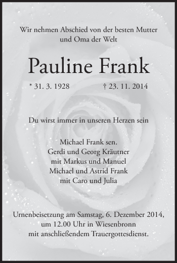 Anzeige von Pauline Frank von MGO