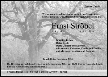 Anzeige von Ernst Ströbel von MGO
