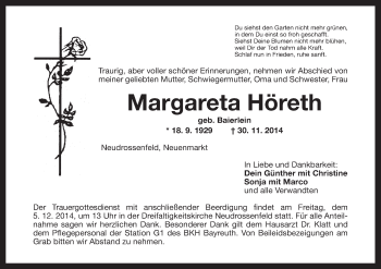 Anzeige von Margareta Höreth von MGO