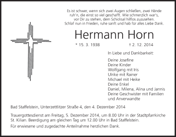 Anzeige von Hermann Horn von MGO
