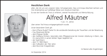 Anzeige von Alfred Mäutner von MGO