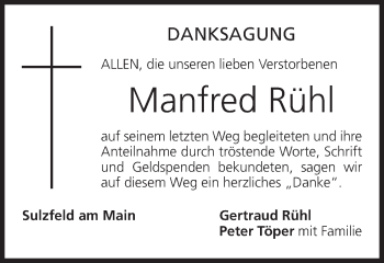 Anzeige von Manfred Rühl von MGO