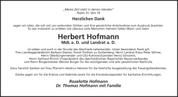 Anzeige von Herbert Hofmann von MGO