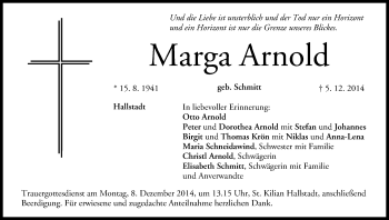 Anzeige von Marga Arnold von MGO
