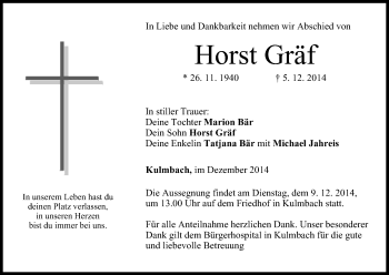 Anzeige von Horst Gräf von MGO