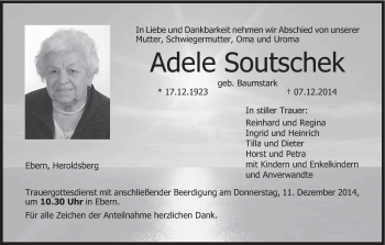 Anzeige von Adele Soutschek von MGO