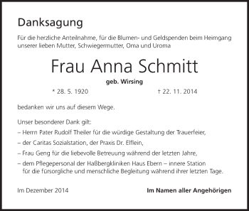 Anzeige von Anna Schmitt von MGO