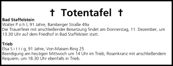 Anzeige von Totentafel vom 10.12.2014 von MGO