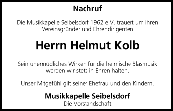 Anzeige von Helmut Kolb von MGO