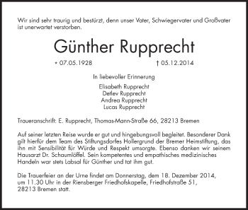 Anzeige von Günther Rupprecht von MGO